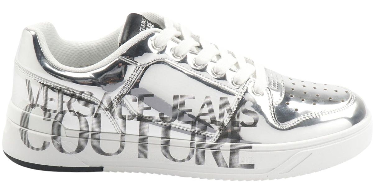 Versace Jeans Couture Mens Silver Sneakers in White for Men | Lyst