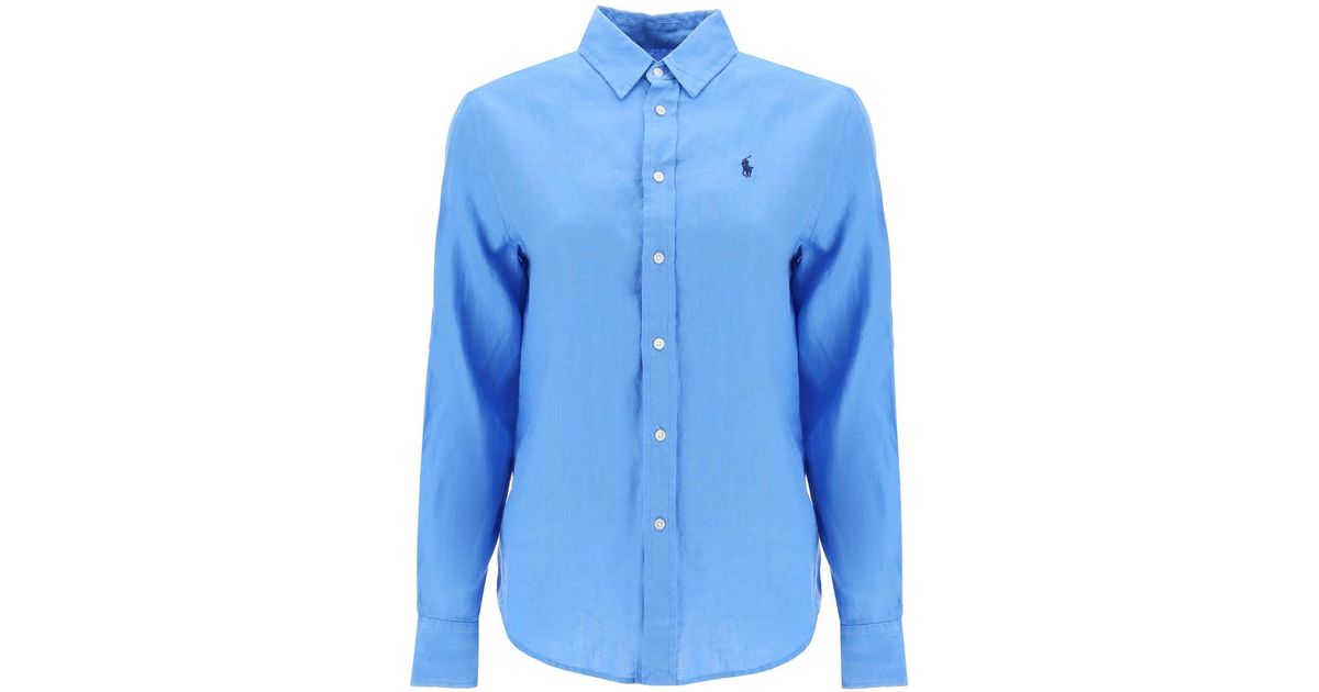 Polo Ralph Lauren Relaxed Fit Linen Shirt in Blue