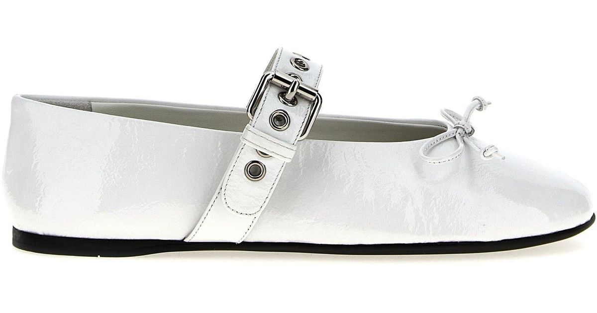 フラットシューズ MIU MIU Buckle and bow ballet flats White 27384068_57326033_322.jpg