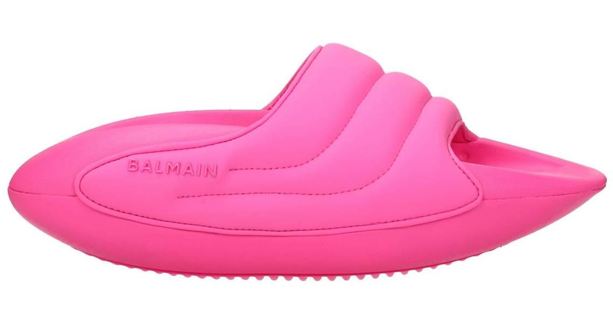 Balmain Slippers And Clogs Rubber Fluo in Pink | Lyst