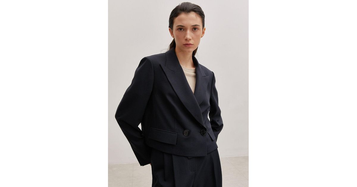 COLLABOTORY Tailored Double-breasted Crop Jacket in Black | Lyst
