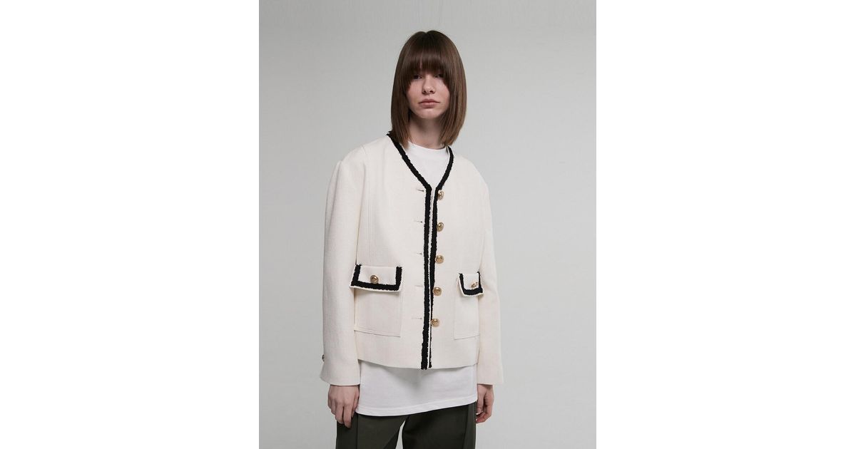 AEER Shine Tweed Colored Jacket in Ivory (White) | Lyst