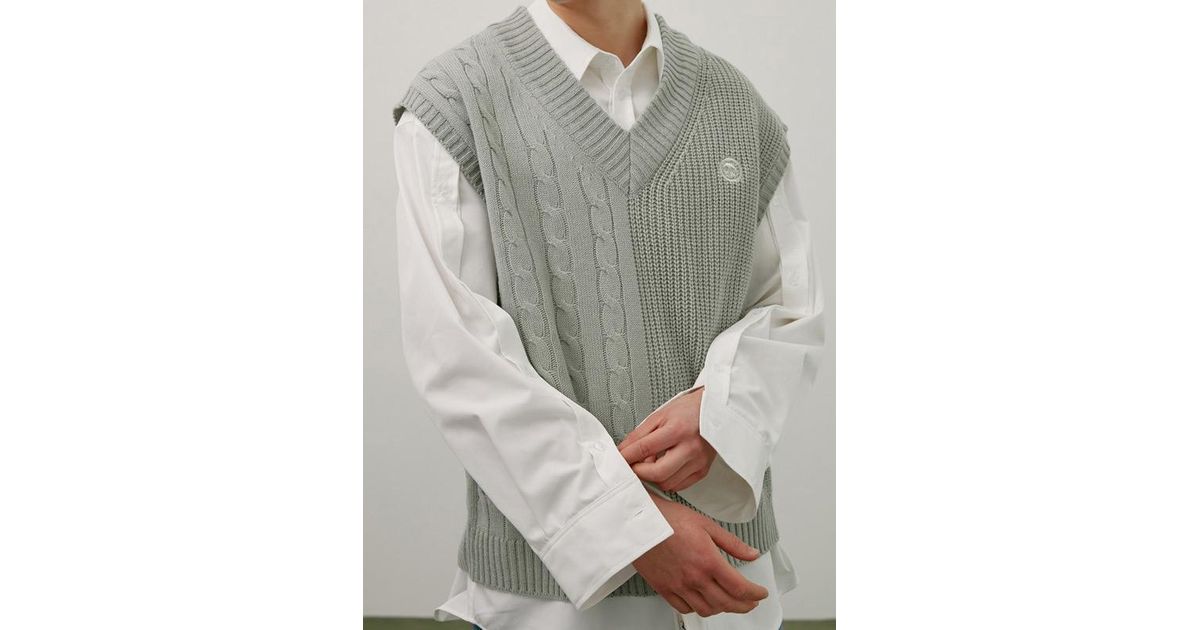 WAIKEI Synthetic Mix Knit Vest in Mint (Gray) for Men - Lyst