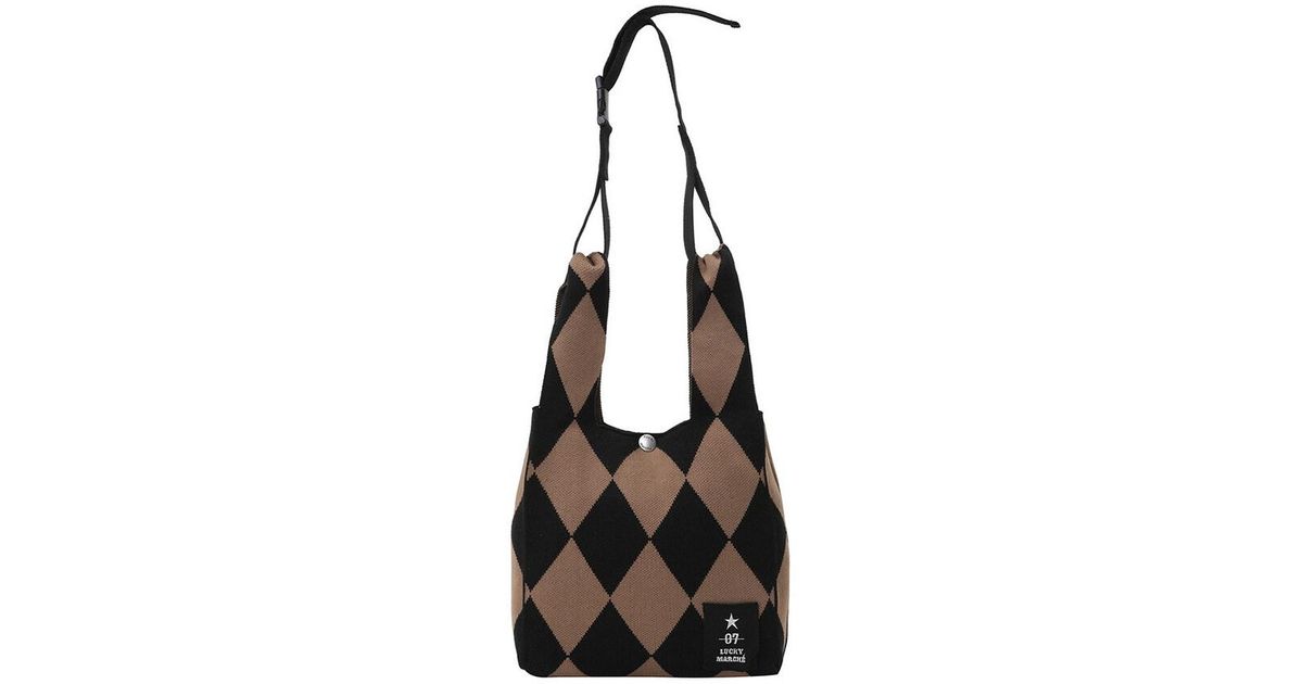 LUCKY MARCHE Logo Check-pattern Knit Bag in White Womens Bags Backpacks 