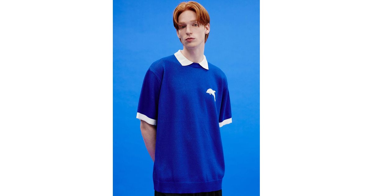 WAIKEI Dolphin Collar Half Sleeve Knit Top in Blue for Men | Lyst