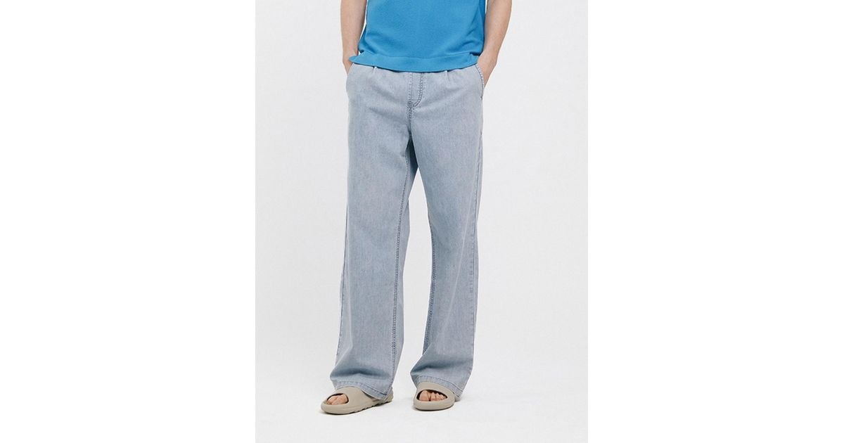 Adhoc Denim Single Tuck Wide Fit Pants in Blue for Men | Lyst