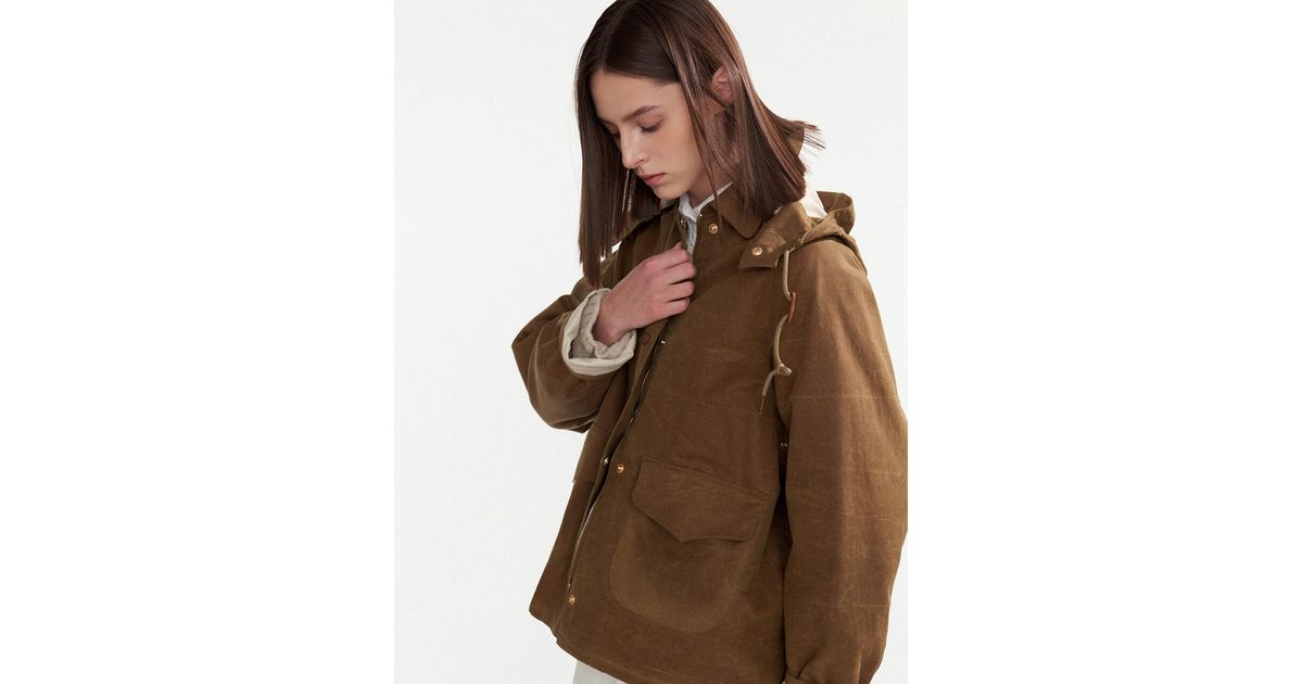NOTHING WRITTEN Cotton British Hoodie Waxed Jacket in Vintage Beige (Brown) Lyst