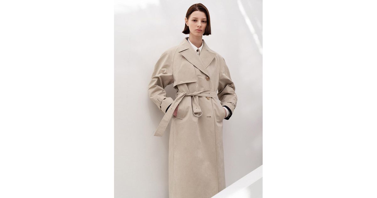 AVA MOLLI Cotton Blend Trench Coat in Beige (Natural) - Lyst