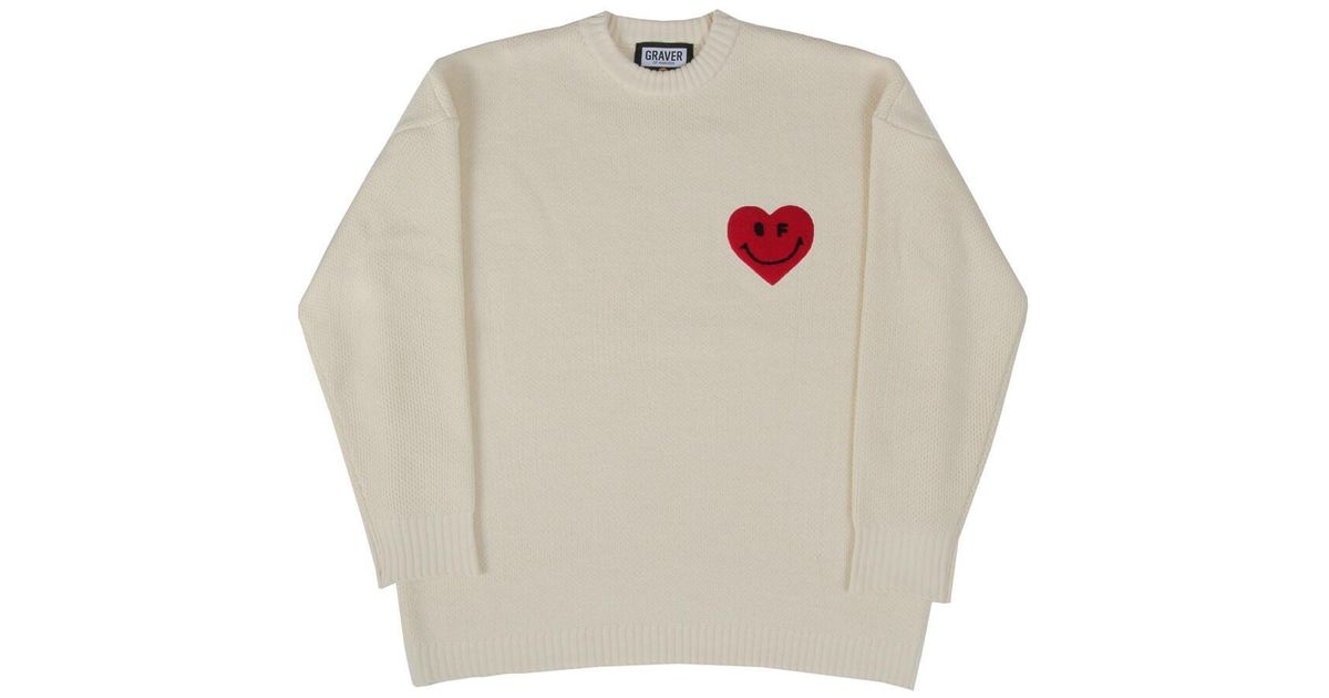 GRAVER Synthetic Boucle Heart Smile Round Knit in Cream (Natural) for