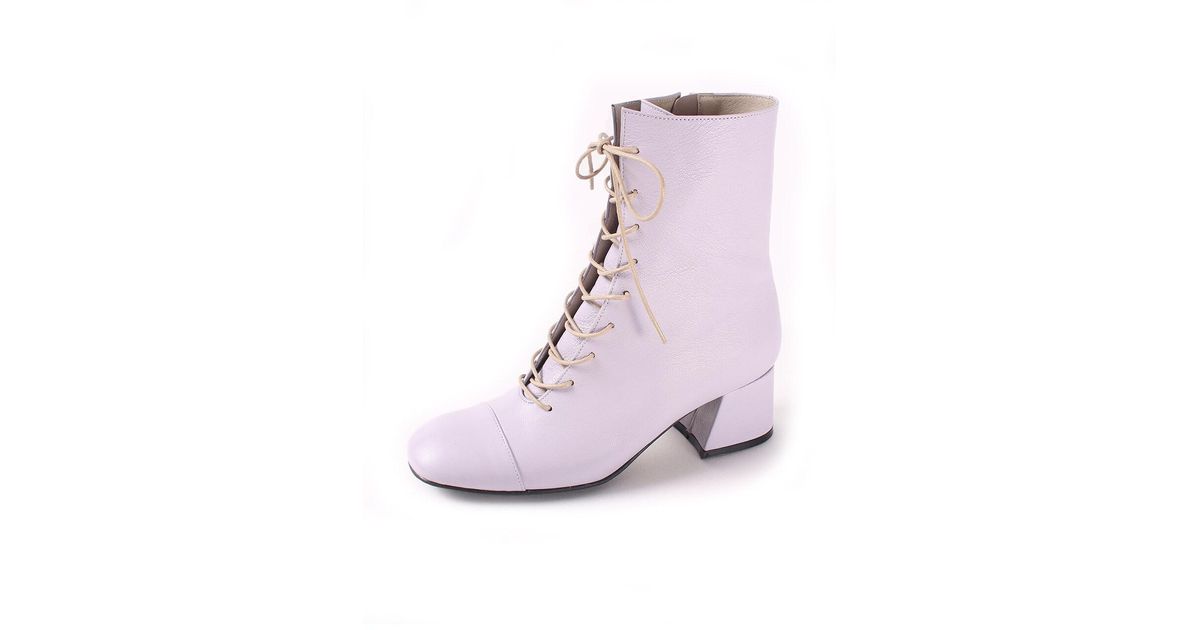lavender lace up boots