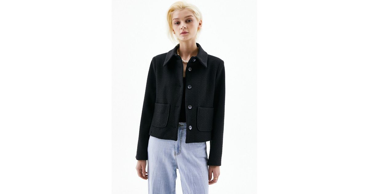 Jude McCall Kelly Collar Tweed Jacket in Black | Lyst