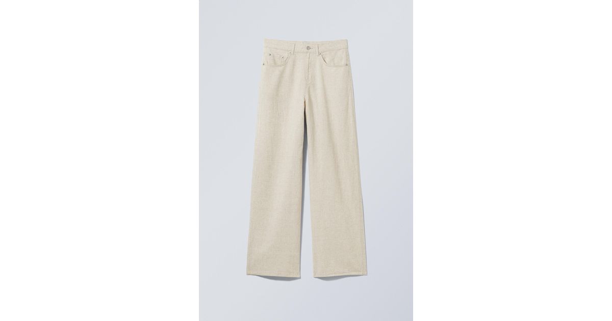 Rahtech Weekday Weekday Astro Baggy Linen Blend Trousers in Natural | Lyst UK
