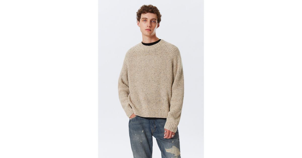 Weekday Relaxed Fit Nepped Knit Sweater in Natural for Men Lyst UK