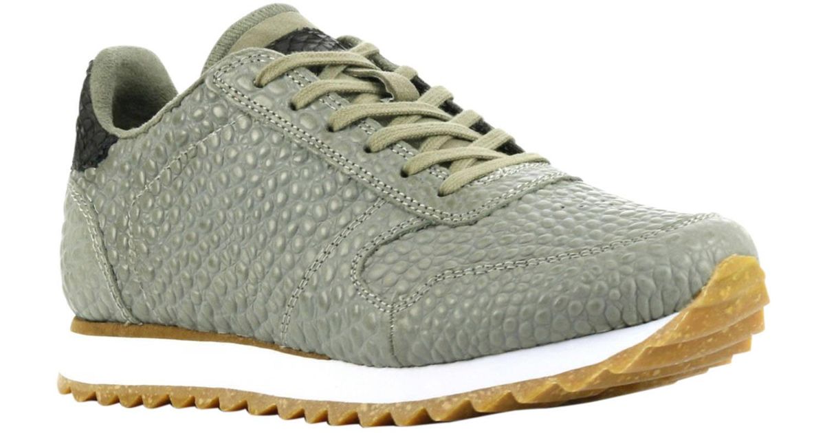 Woden Ydun Croco Ii Leren Sneakers Crocoprint in het Groen - Lyst