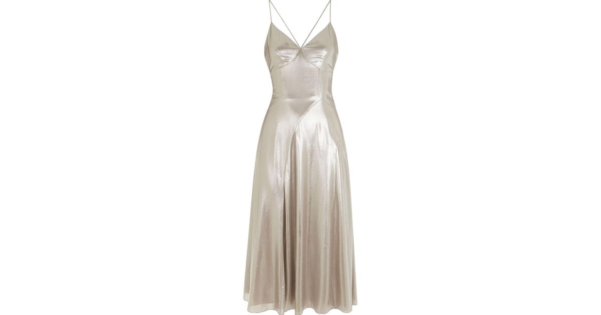 Whistles Synthetic Strappy Patchwork Dress in Silver (Metallic) Lyst