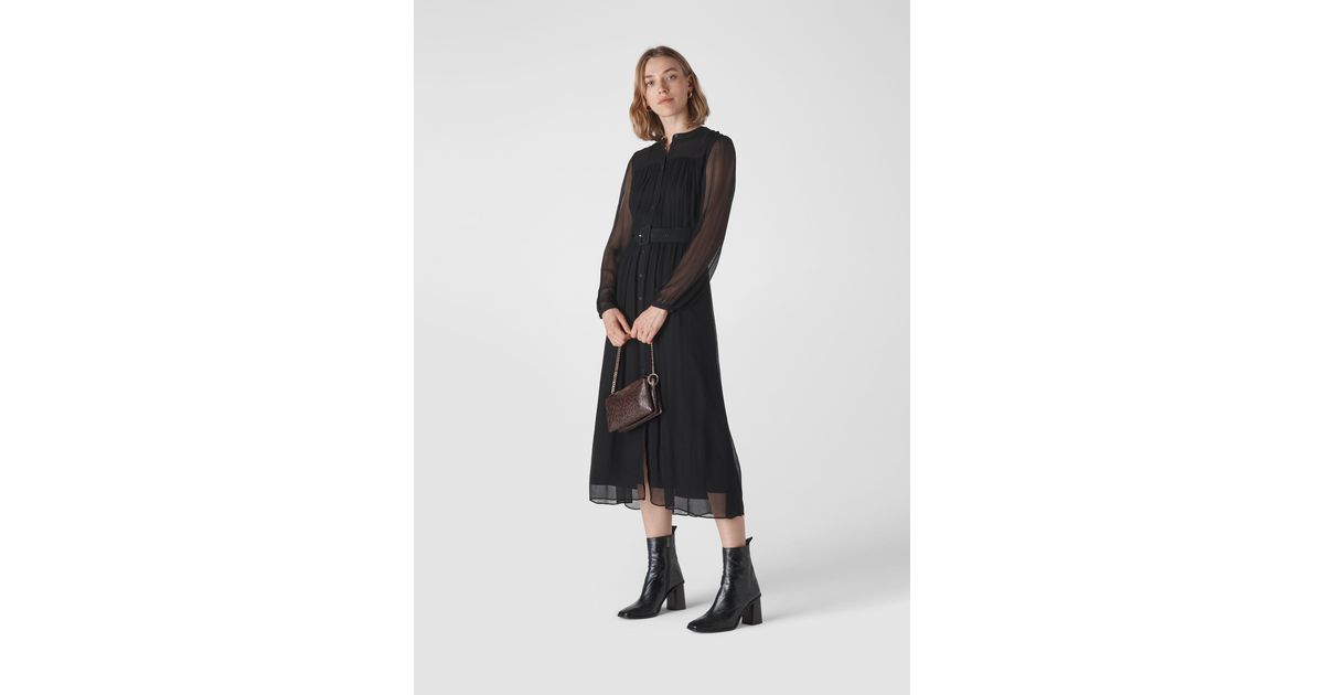 whistles textured belted midi dress
