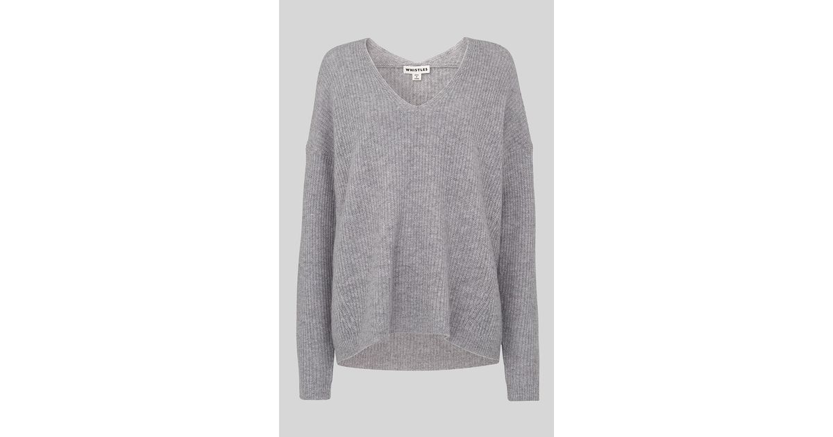 whistles v neck rib wool sweater