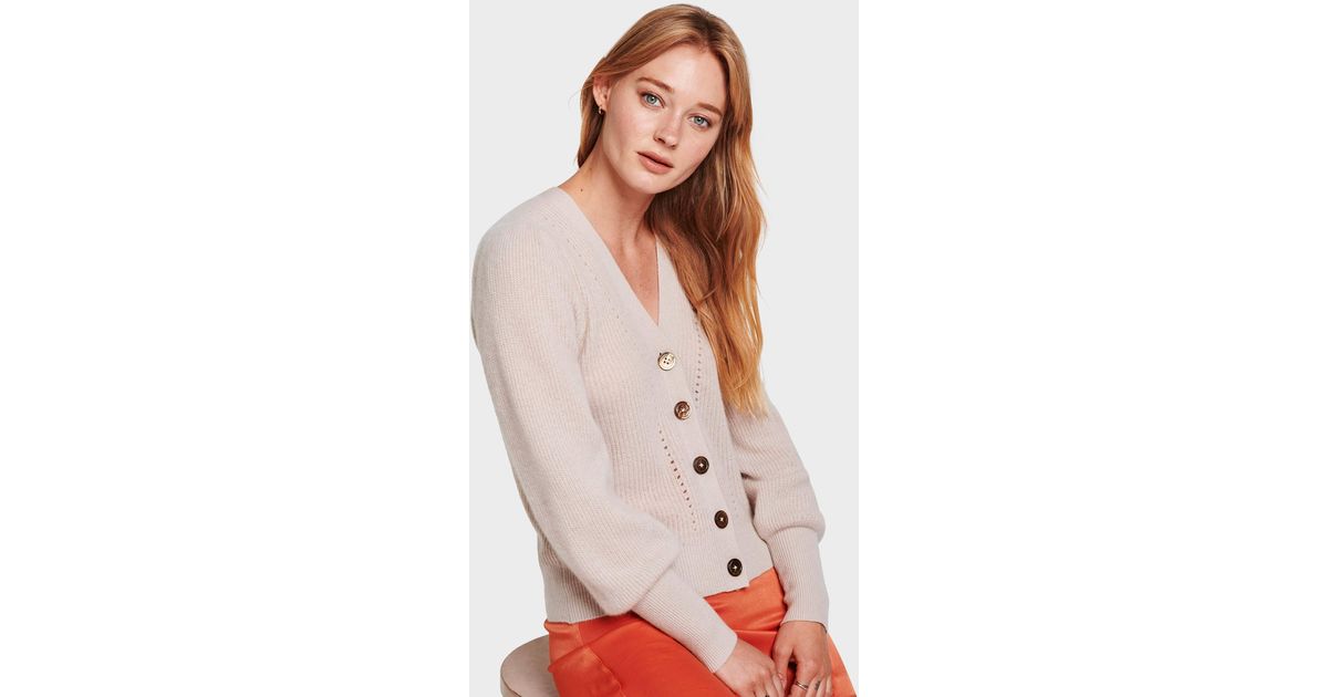 puff sleeve cashmere cardigan