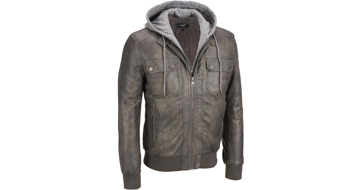 Wilsons Leather Gray Big Tall Black Rivet Faux Er W Hood For Men