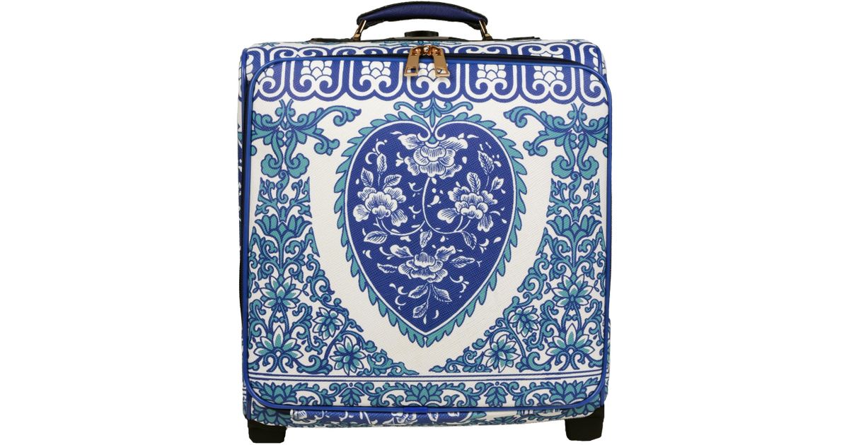 blue floral suitcase