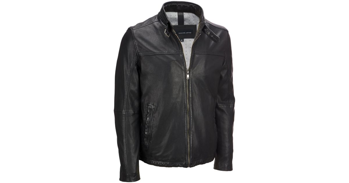 Wilsons Leather Buckle Collar Lamb Jacket In Black For Men Lyst
