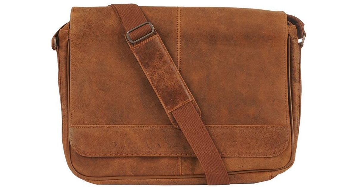 Wilsons Leather Thunder Messenger Leather Bag in Cognac (Brown) for Men