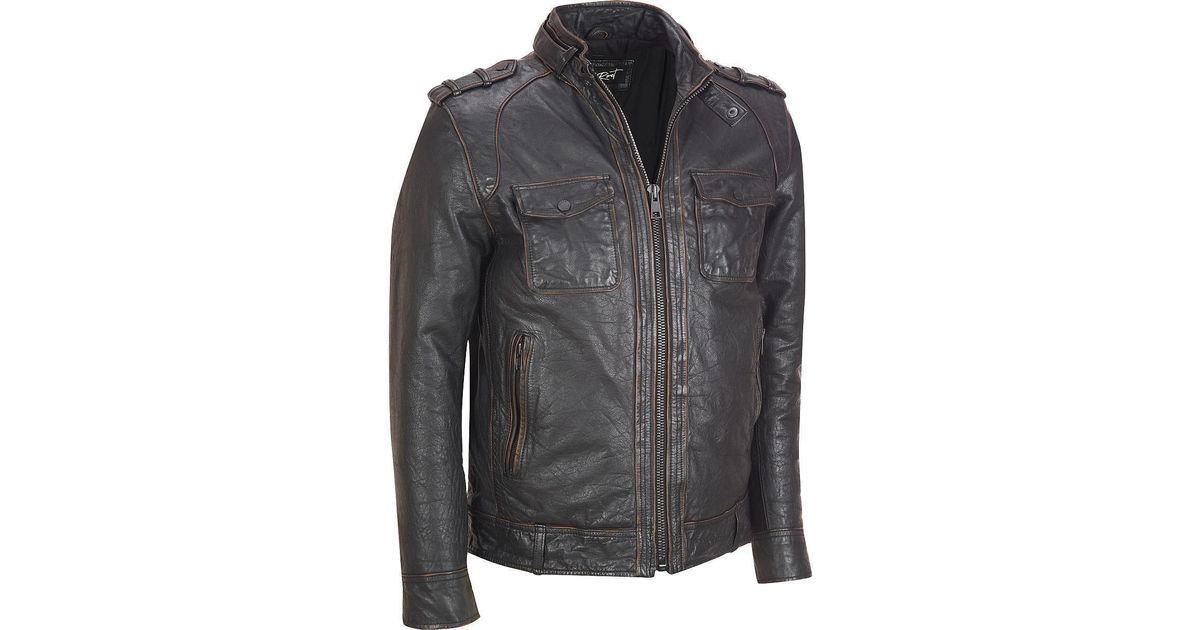 Wilsons Leather Big Tall Black Rivet Distressed Jacket W Rub Off Seams For Men