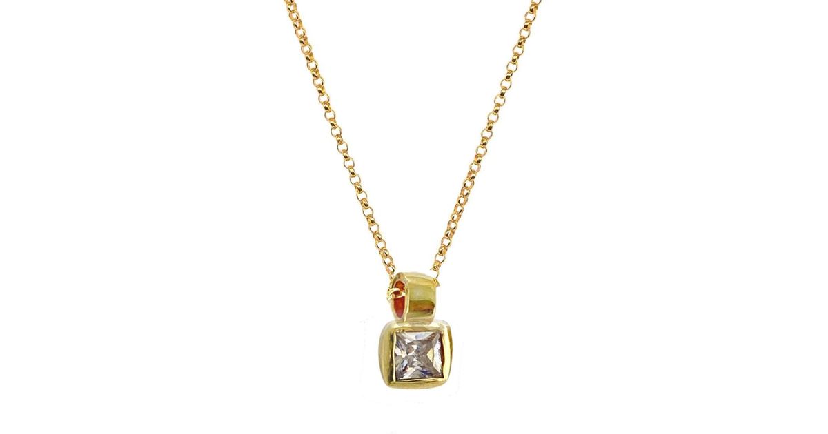 Lily Flo Jewellery Princess Cut Diamond Pendant Necklace in Metallic | Lyst