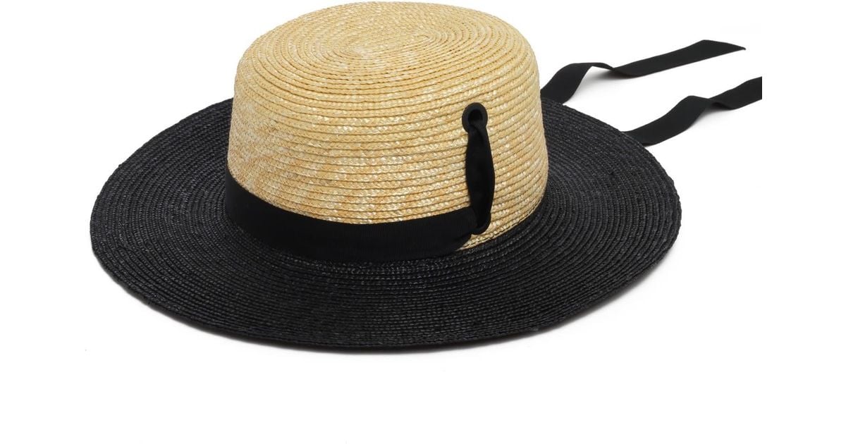 Justine Hats Straw Boater Hat in Black Lyst UK