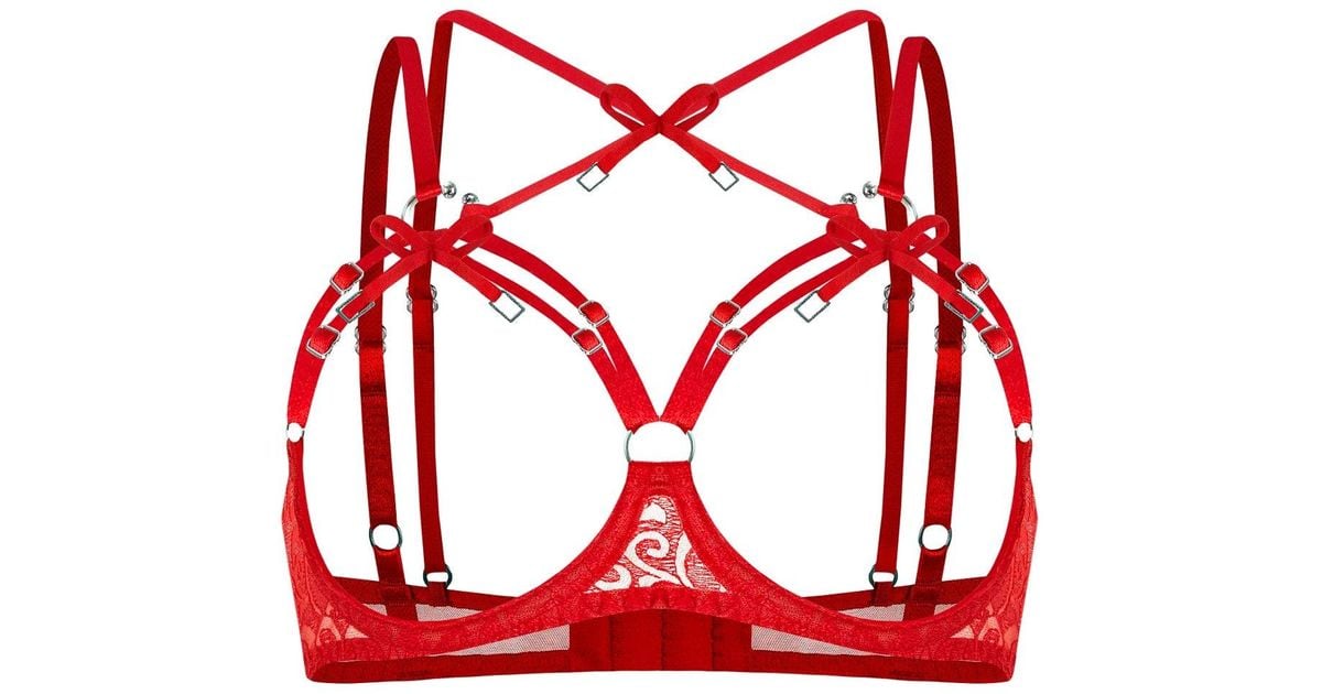 Zhilyova Aurora Bright Open Cup Bra in Red | Lyst UK