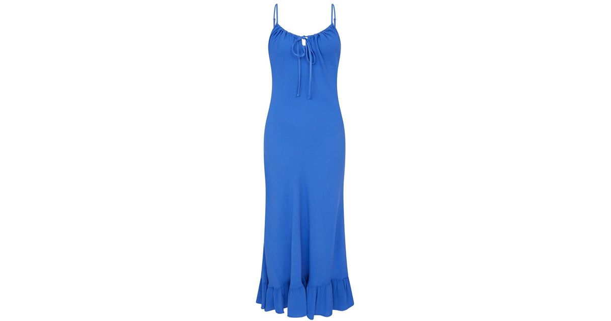 Ghost Isabella Crepe Midi Dress in Blue | Lyst