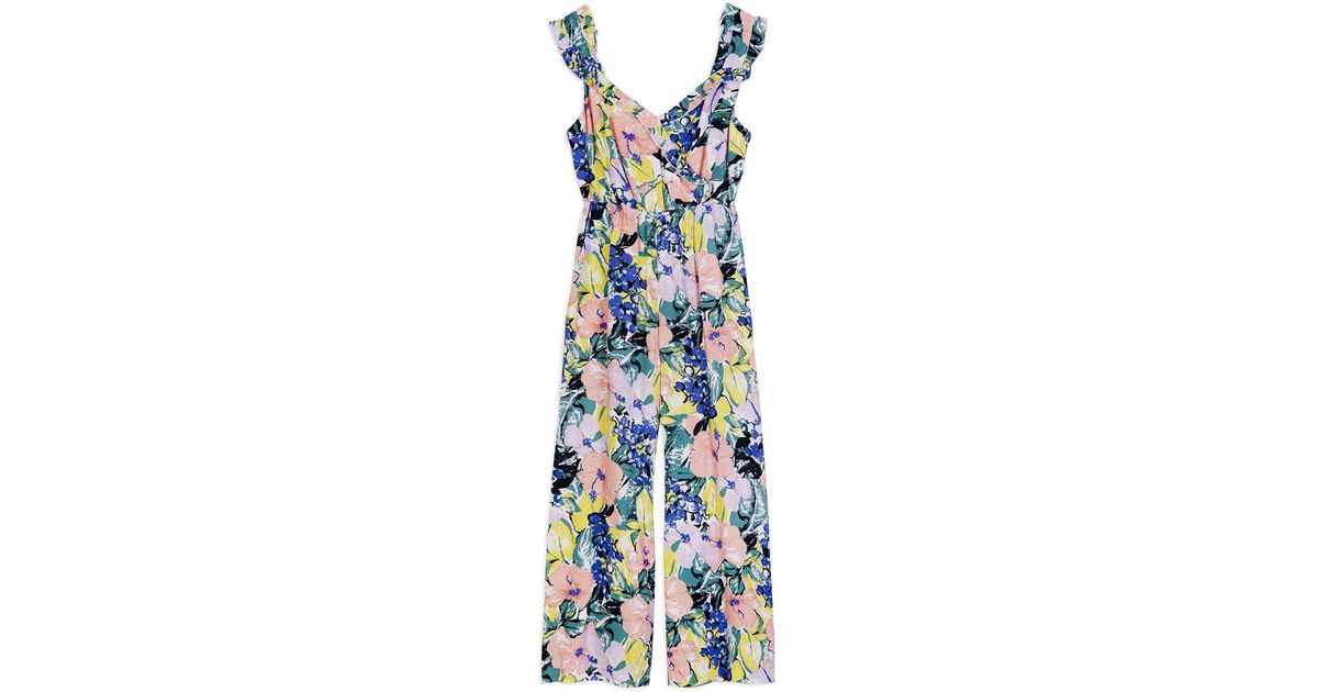 Anorak Painterly Floral Ecovero Jemima Jumpsuit in Blue | Lyst