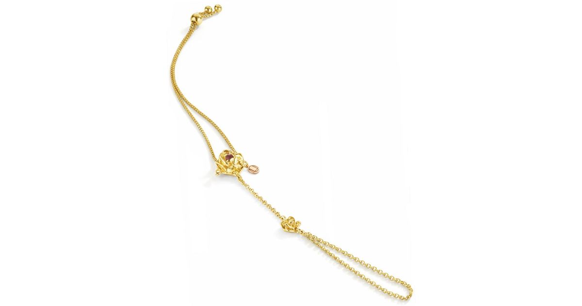 Unaloe Plated Rose Hand Chain With Ruby – Contemporary Luxury Hand ...