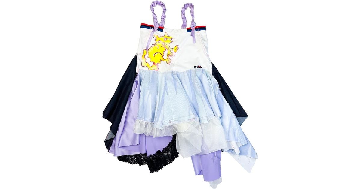 Acid Cat Kitty Collage Flouncy Dress in Blue | Lyst UK