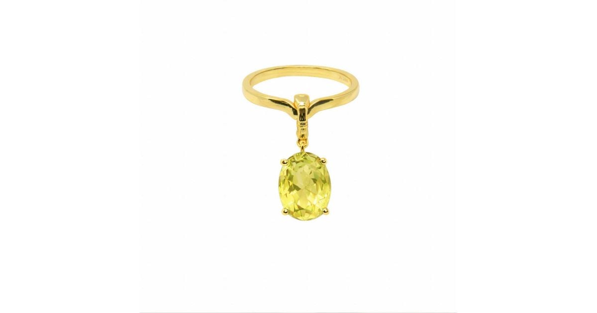 NASI SILVER Crystalis Dancer Dangling Ring- Lemon Quartz in Yellow | Lyst