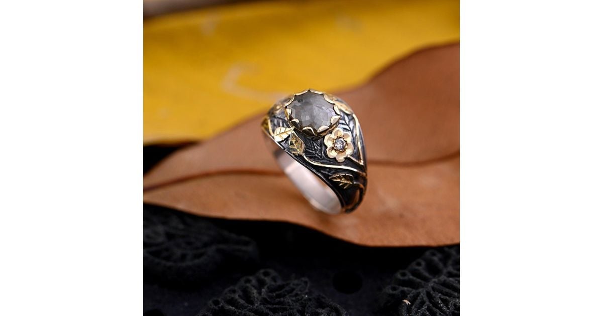 Emma Chapman Jewels Natural Diamond Hand-Engraved Mughal Art Ring in ...