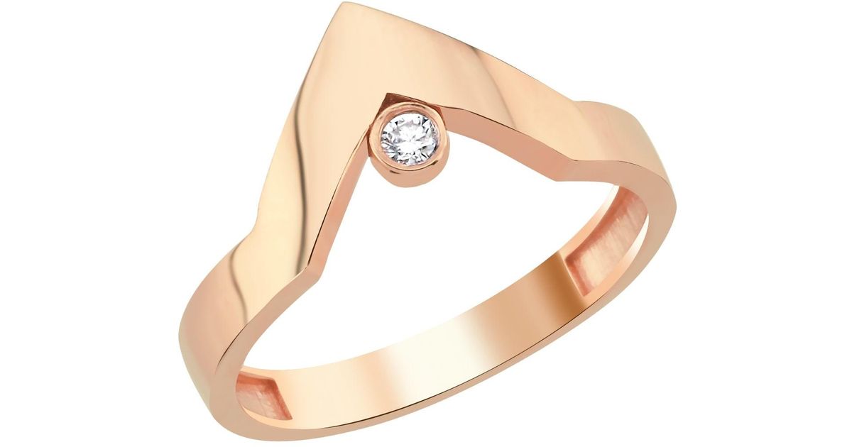 Daime Rind Dime Tribe V-Shaped Diamond Detailed Rose Ring in Metallic | Lyst UK