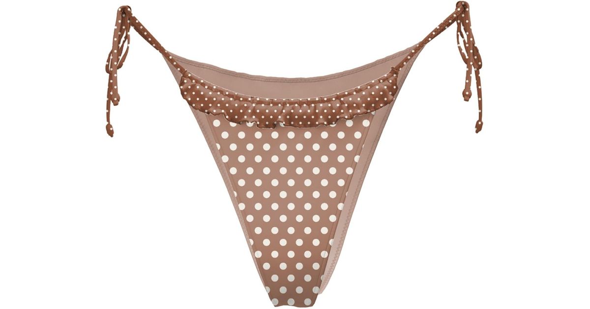 Blackbough Swim Marla Ruffled String Cheeky Bottoms Mocha Polka in ...