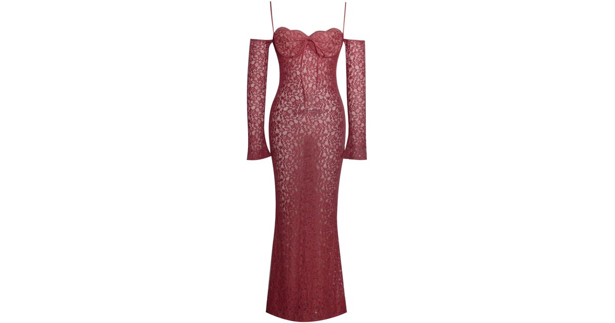 Miss Circle New York Udaya Burgundy Lace Long Sleeve Maxi Dress in Red | Lyst UK Miss Circle New York Udaya Burgundy Lace Long Sleeve Maxi Dress in Red | Lyst UK