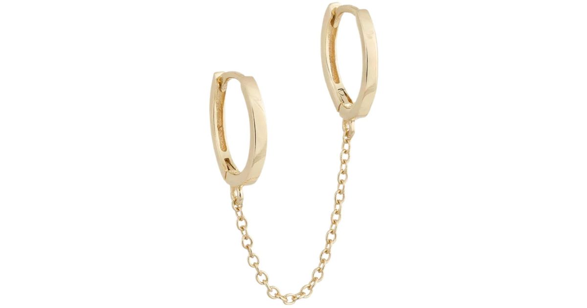 NUS Solid Double huggie Chain Earring in Metallic Lyst UK