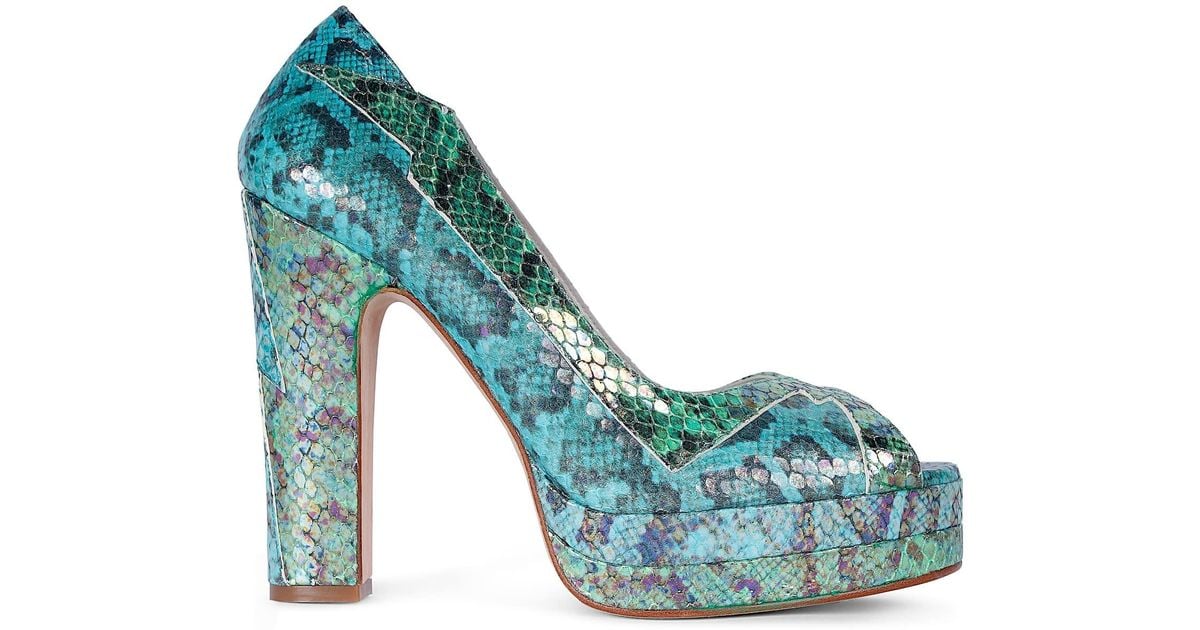 Terry De Havilland Luna Ocean Platform Block Heel in Blue Lyst UK