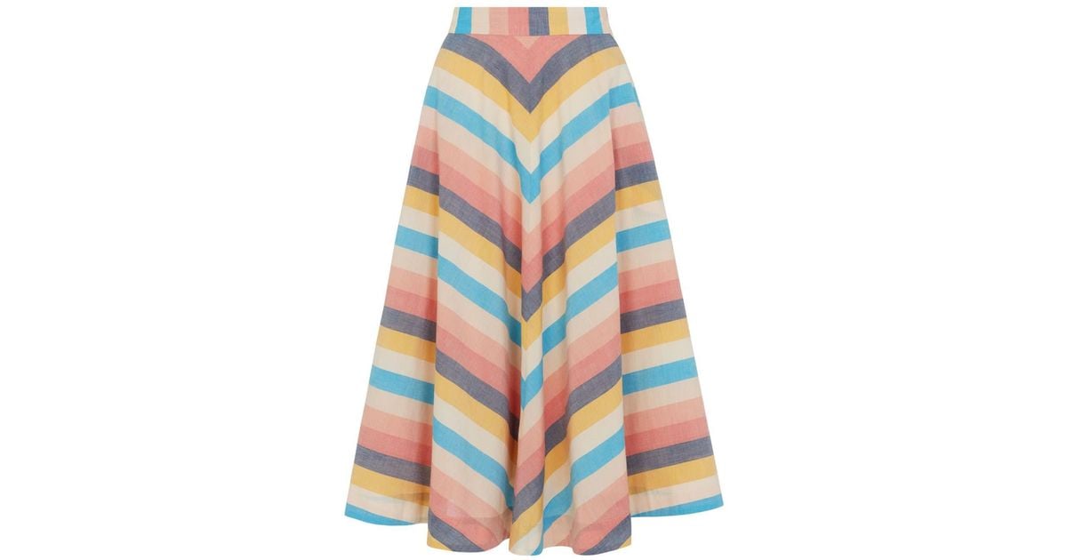 Emily and Fin Sandy Indian Summer Stripe Skirt in Blue | Lyst
