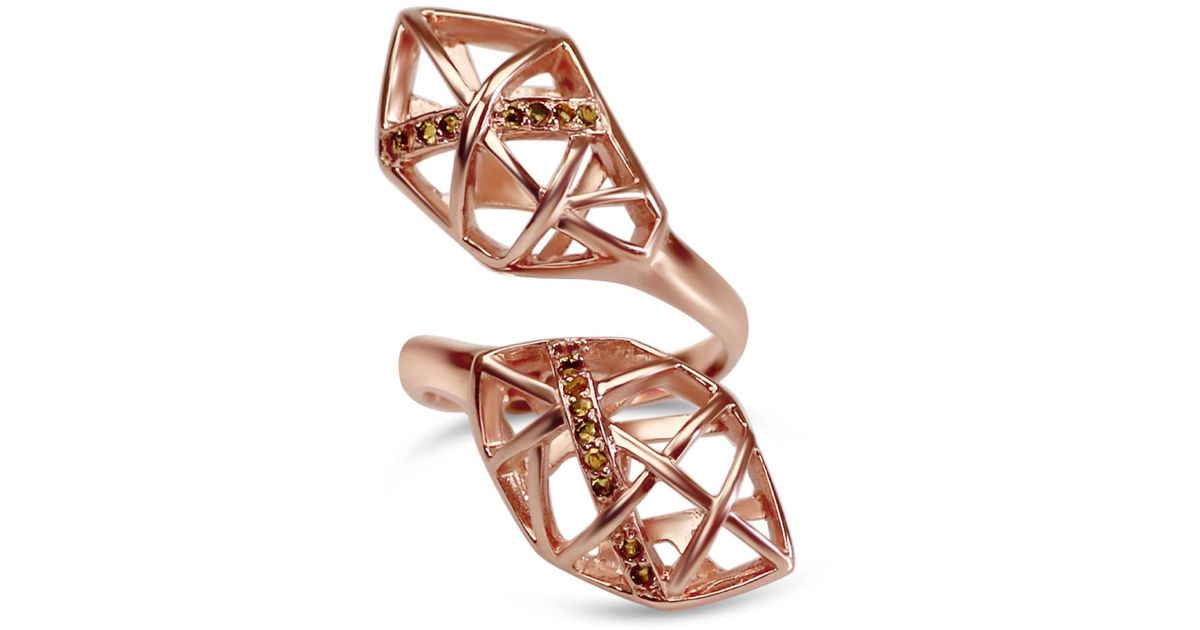 Bellus Domina Rose Gold Plated Citrine Helical Ring in Metallic - Lyst