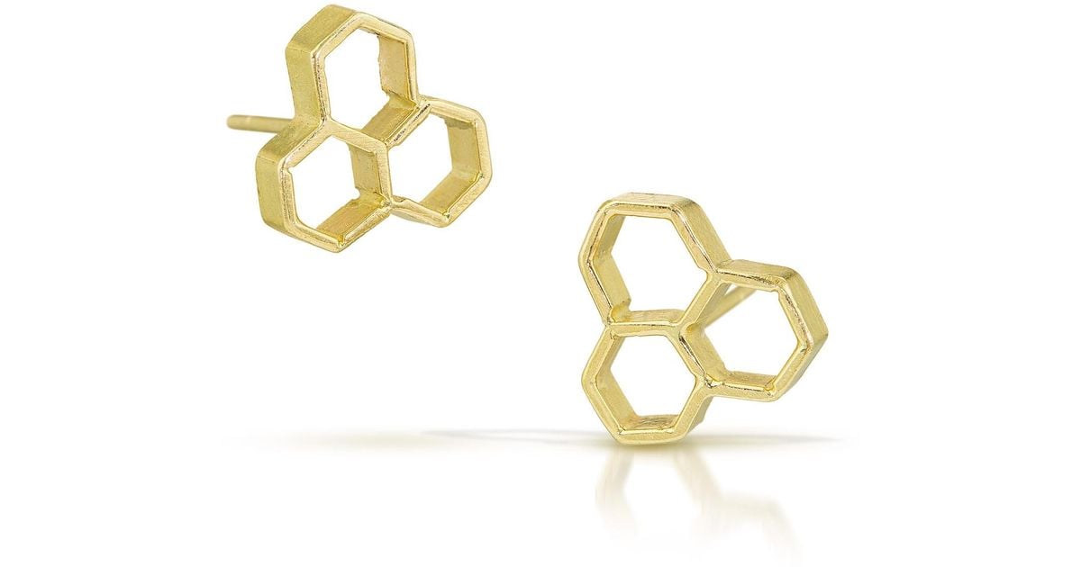 Seth Michael Studio Honeycomb Stud Earrings in Metallic | Lyst