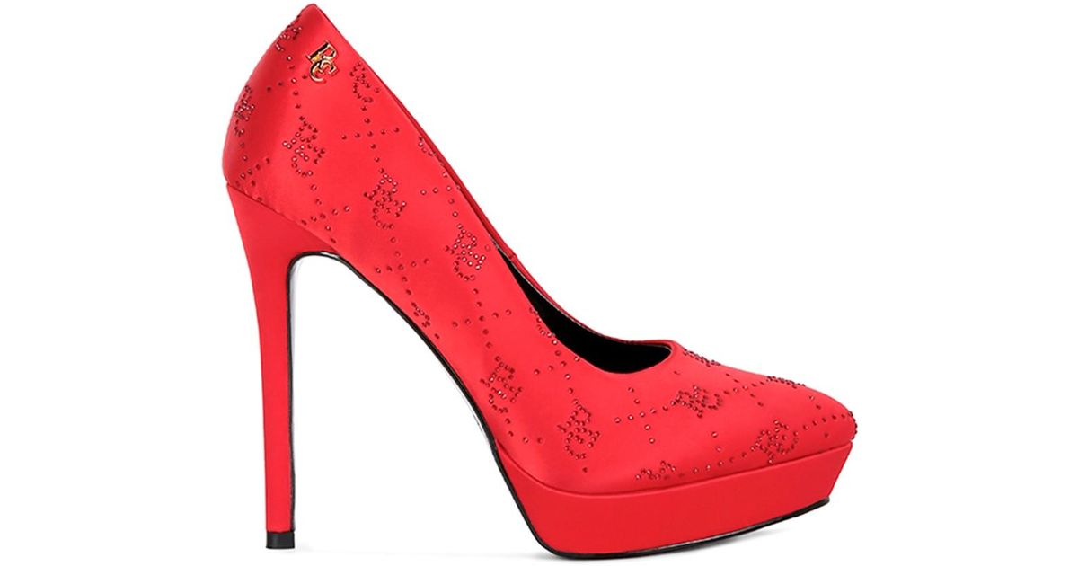 Rag & Co Ballard Monogram Satin Stiletto Pumps By Rag & Co in Red | Lyst UK