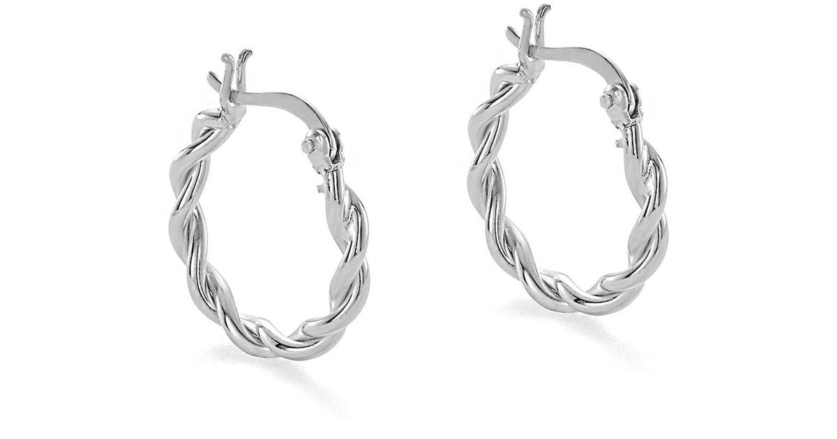 Hoop Cream Cote Cache Sterling Small Braided Hoop Earrings in Metallic | Lyst