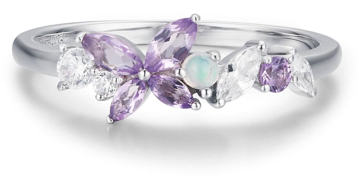 Azura Jewelry New York Monarch Butterfly Amethyst Opal Ring Solid