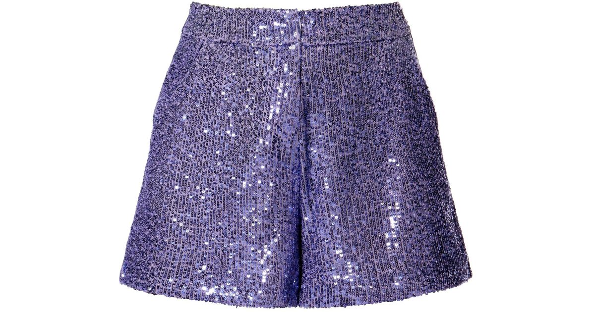 Aggi AGGI by HALEWSKI Kori Sparkle Sequin Shorts in Purple | Lyst