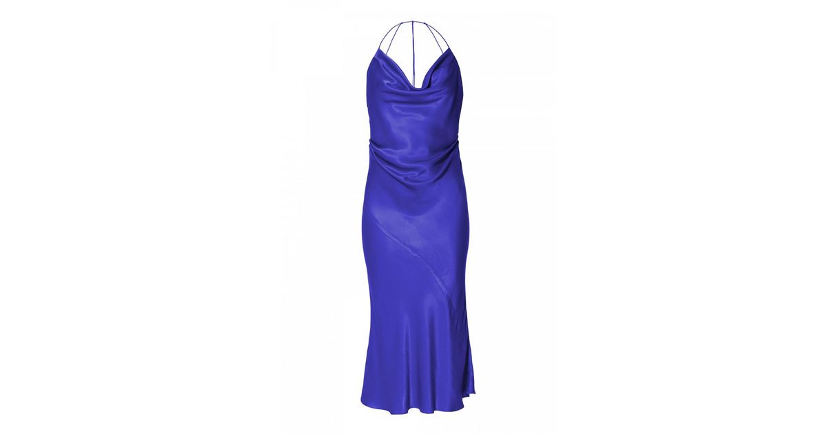 Aggi AGGI by HALEWSKI Aurelia Satin Midi Slip Dress With Open Back in Purple ...