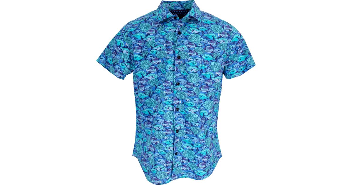 lords of harlech George Fish Skool Shirt In Lagoon in Blue for Men | Lyst